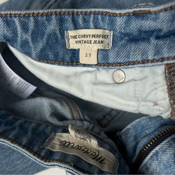 Madewell Curvy Perfect Vintage Jeans Bradwell Wash Raw Fray Hem Distressed Sz 27 - Picture 12 of 14
